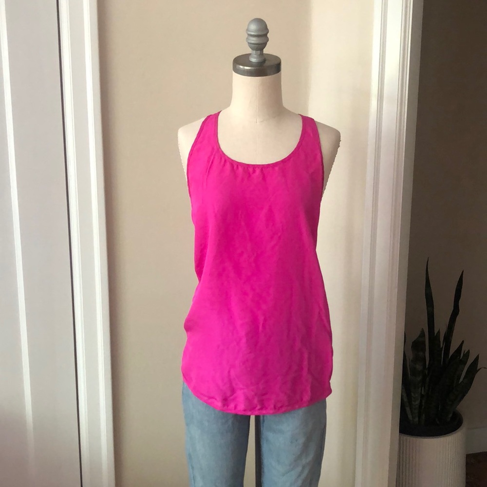 Helmut Lang hot pink racer back silk camisole sz S